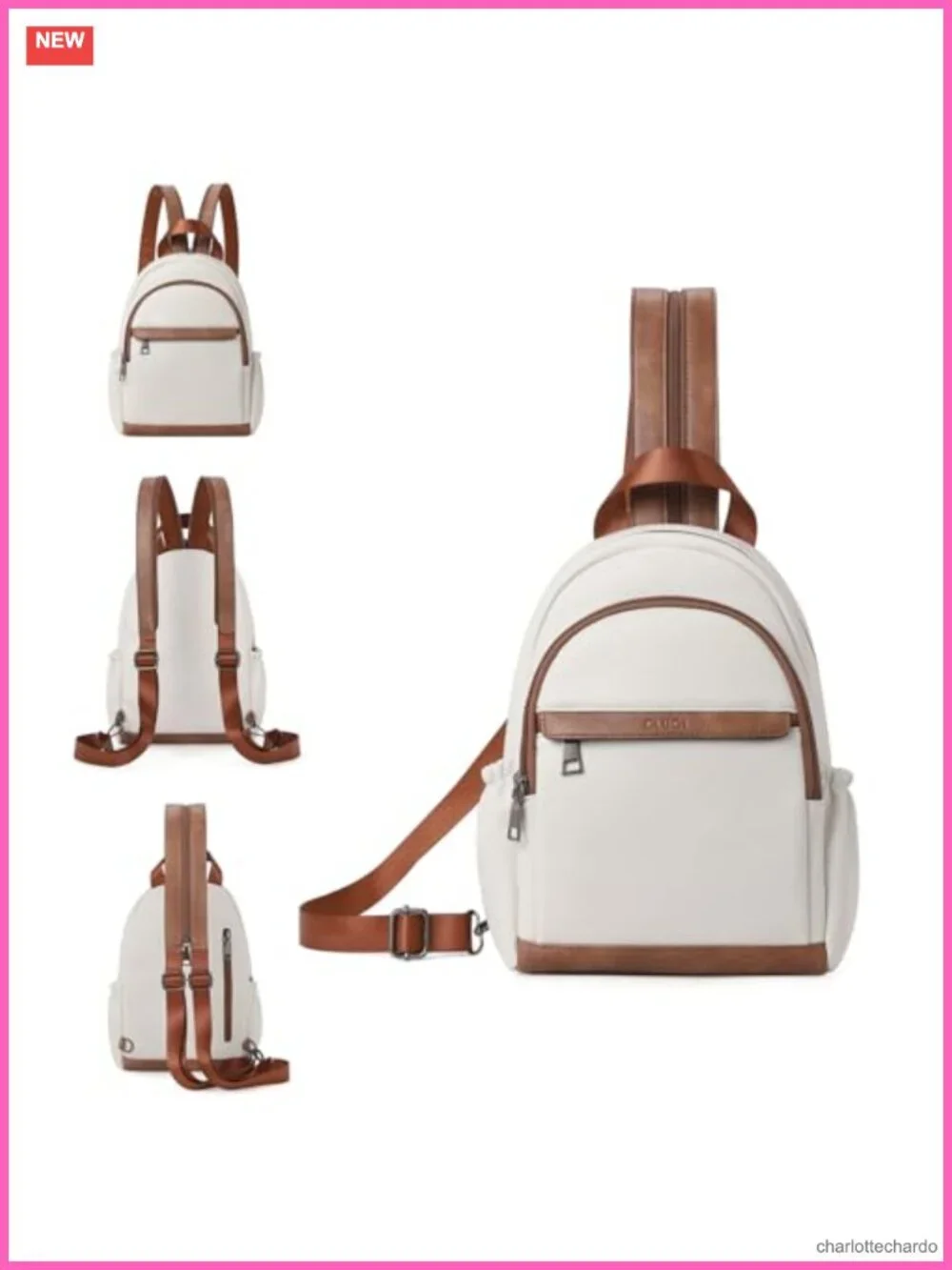 Women's Small Convertible Sling Backpack Purse Crossbody PU Leather Travel